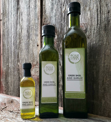 Greek Basil and Garlic Infused Olive Oil (2oz)